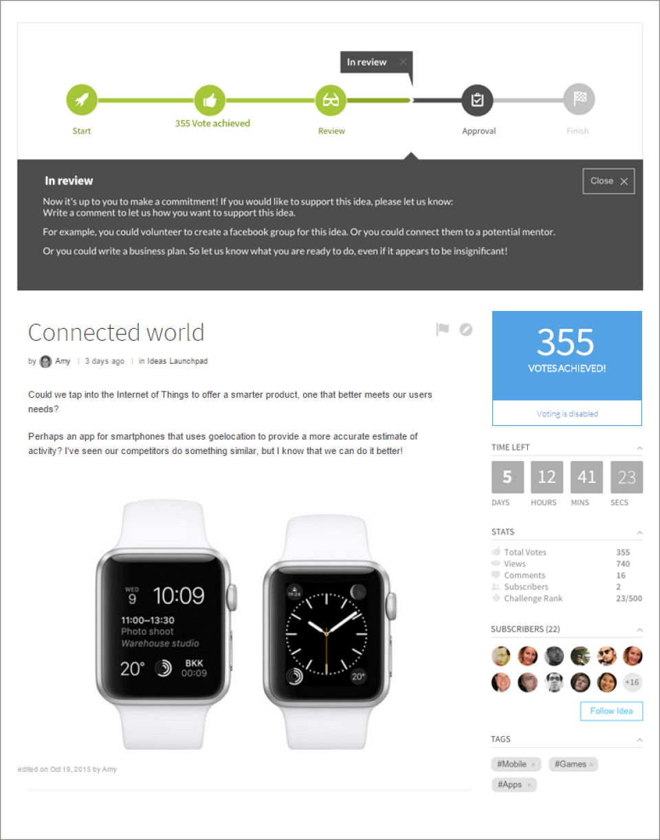 screenshot of Medallia Ideas